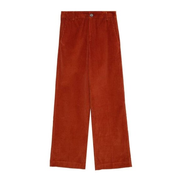 NWT-Grace & Mila Paris Dante Super High Rise Corduroy Flare Leg Pant Rust Small - Picture 1 of 9